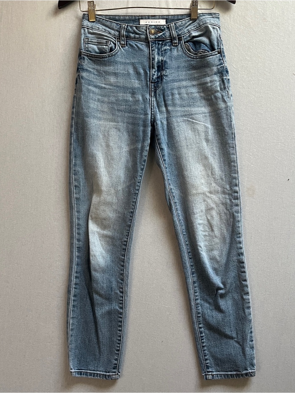 Eunina Tyler Super High Rise Ankle Mom Jeans Size 1 Cotton Stretch Denim 28"